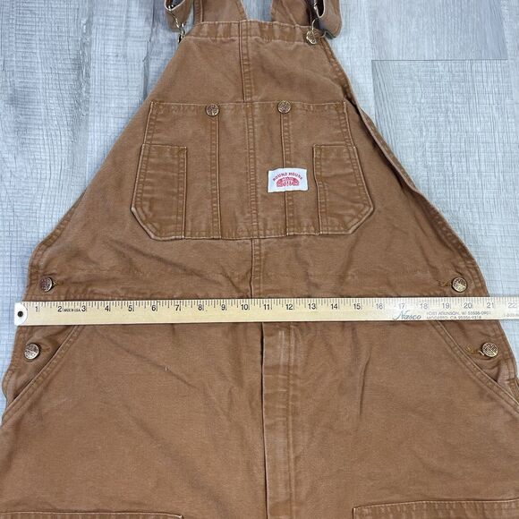 Round House Bib Overalls Mens 40x30 Duck Canvas Double Knee Vintage USA Made Q - Picture 7 of 12